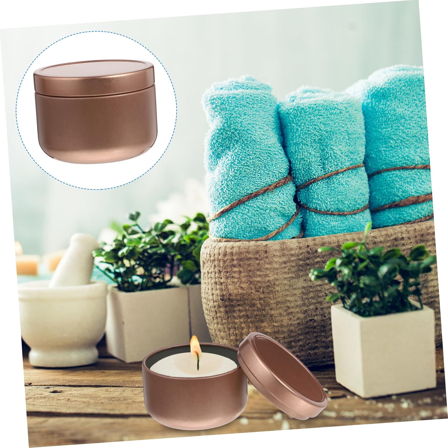 12pcs Candle Tins with Lids for DIY Aromatherapy Balm Spices and Storage Airtight Containers Rose Gold for Gifts and Organization