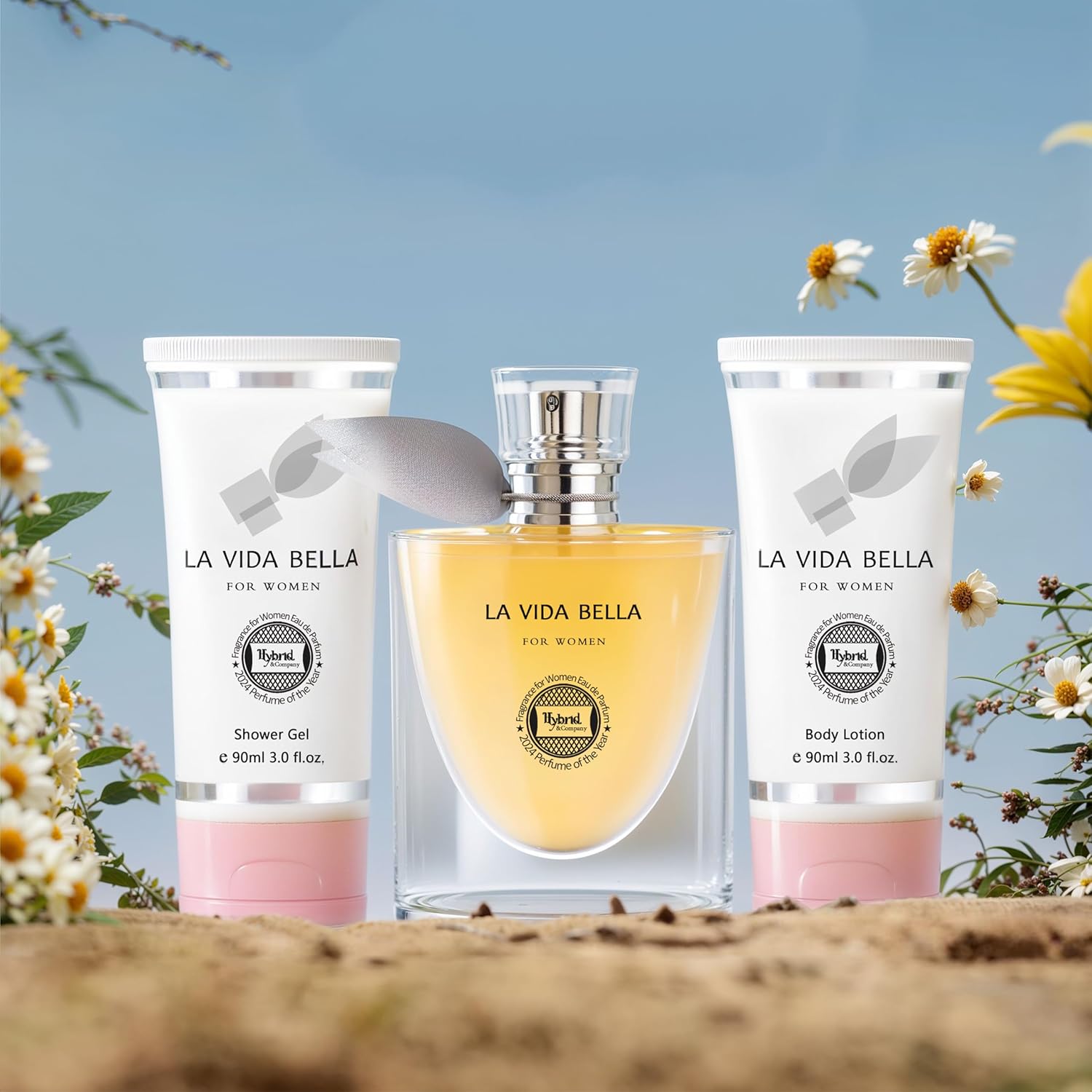 Hybrid & Company Women La Vida Bella 3 Pcs Gift Set,Contain 100ml Perfume,90ml Body Lotion,90ml Shower Gel