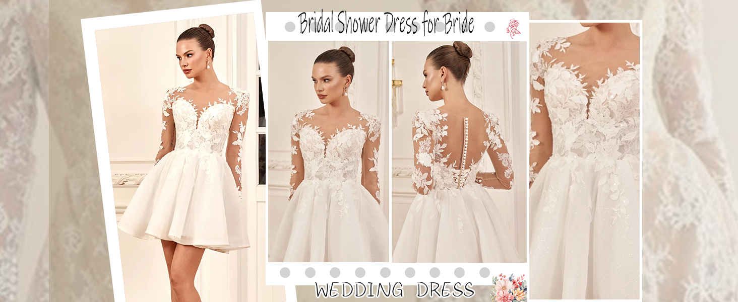 best bridal shower dresses on amazon Amazon.com: Lace Short Wedding Dress Elegant White Long Sleeve Wedding  Dresses for Women Plus Size High Neck Applique Tulle Boho Engagement Bridal  Shower Dresses for Bride US28W : Clothing, Shoes & Jewelry