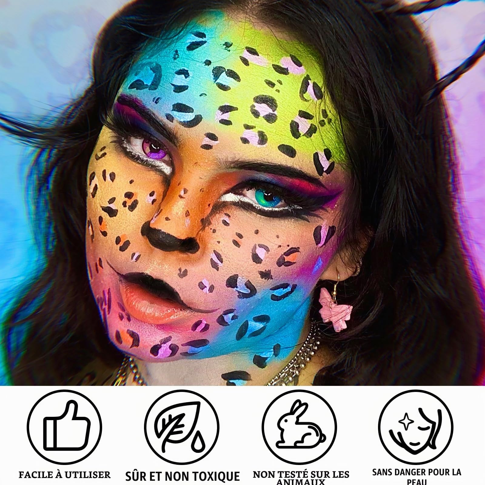UCANBE Peinture Visage 20 Couleurs - Fard Gras Peinture Corporelle Longue Durée Sécurité, Palette de Maquillage Halloween pour Théâtre, Carnaval, Scène, Clown, Cosplay