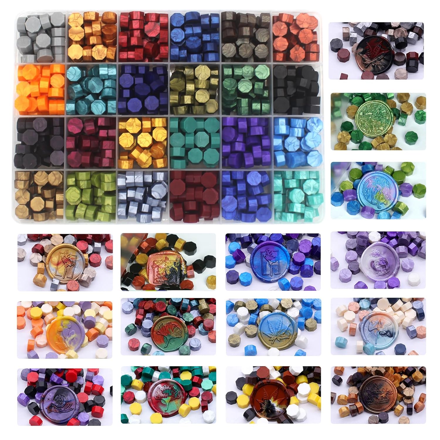 Vintage Embossed Frame Wax Seal Stamp Kit - 3D Relief Frame Seal Stamps with 24-Color Sealing Beads 600pcs, Electric Wax Warmer, Spoon & Pens for Wedding Invitations, Letters (Oval #6)