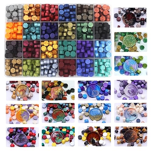 Miniatura 3 de Kit de sellos de cera con cuentas de sellado de cera de 24 colores, 600 piezas, kit de sello de cera Andotopee Tree of Life con juego de calentador
