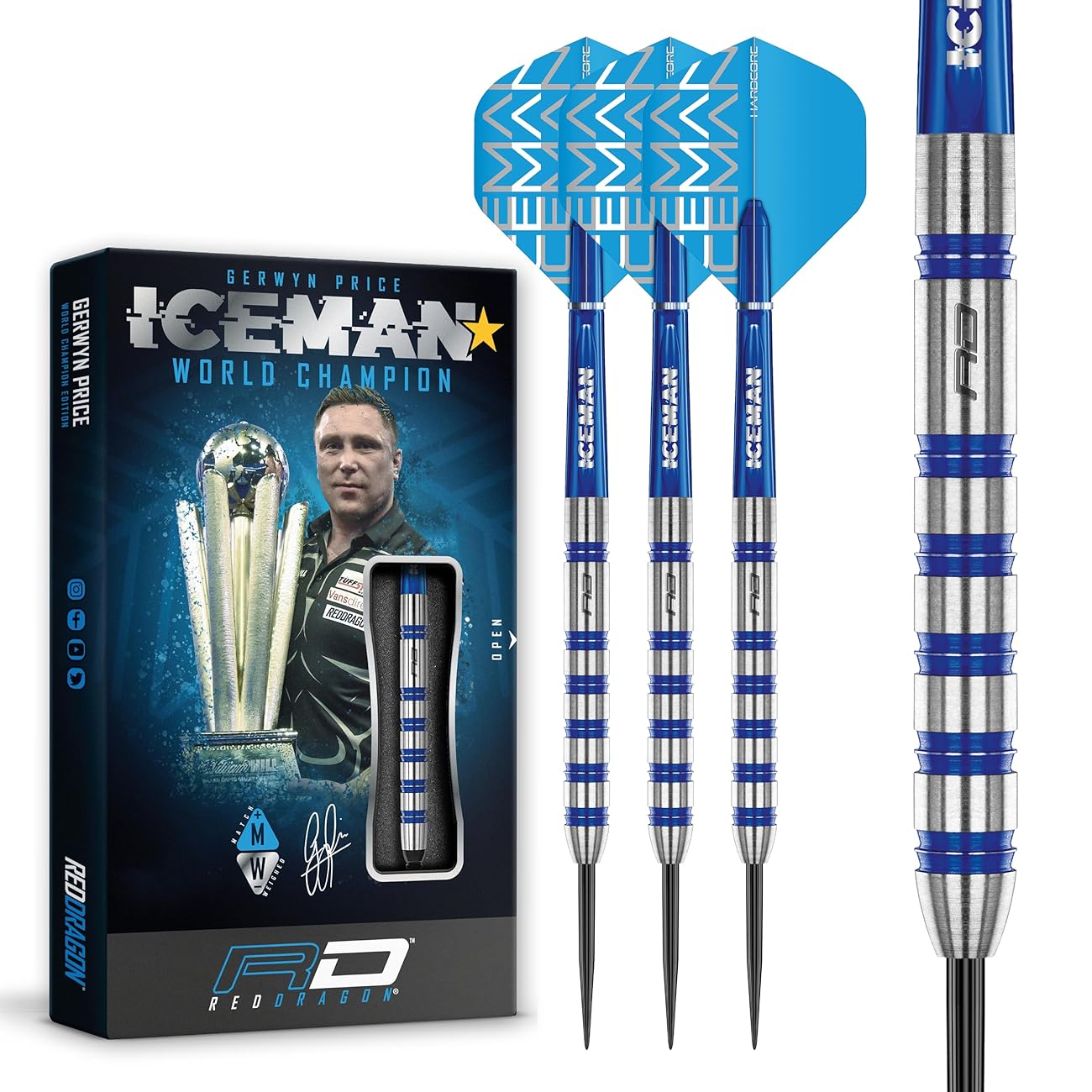 Darts product photo: RED DRAGON Gerwyn Price Iceman Challenger 18 Gram Professional Tungsten Steel