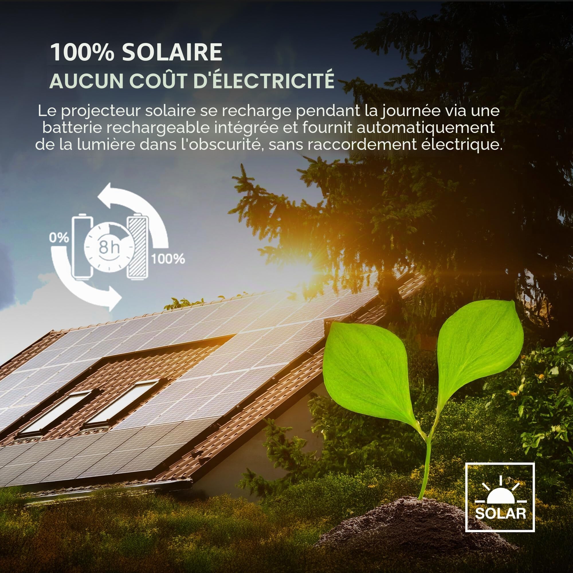 Osram Projecteur LED ENDURA Flood Solar, 10W, à énergie solaire, capteur intégré, blanc froid, télécommande, longue durée de vie de la batterie jusqu'à 4 h à pleine luminosité, protection IP65