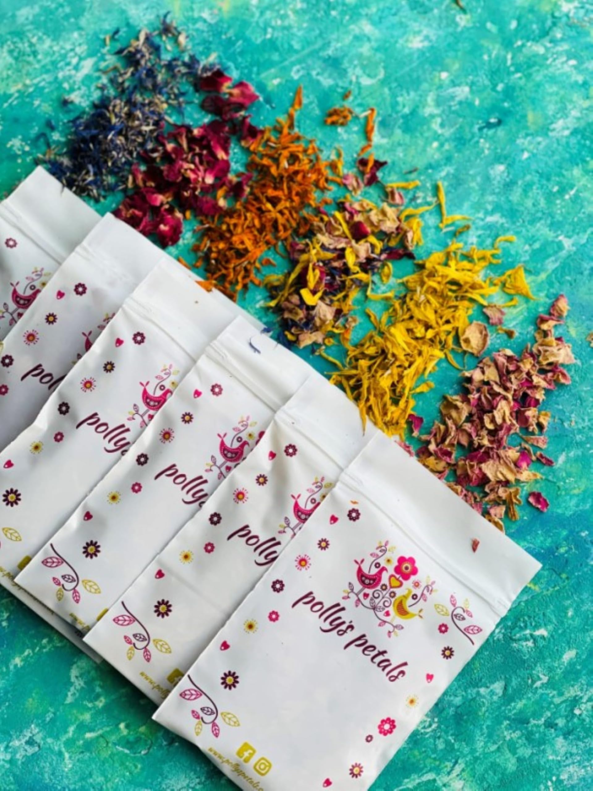 Edible Petals - Cake Decorating Kit - Dried Blue Cornflower, Yellow & Orange Marigold, Pink & Red Rose - 6 x 120ml Bags (231)