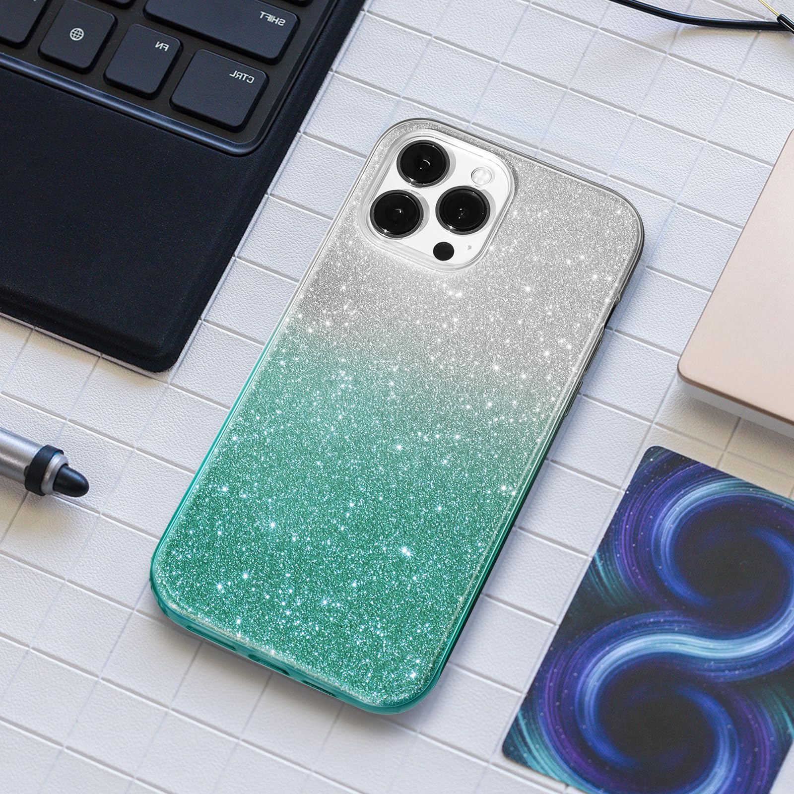 Glitter Dorato E Motivo Marmo In Silicone Morbido Antiurto