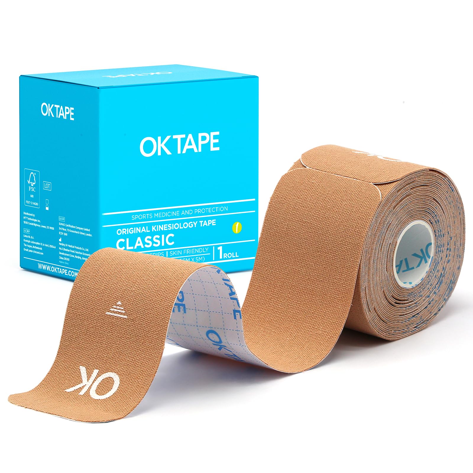OK TAPE Kinesiology Tape 10 inches Precut 20 Strips Cotton Elastic Athletic Tape Latex Free 2in x 16ft