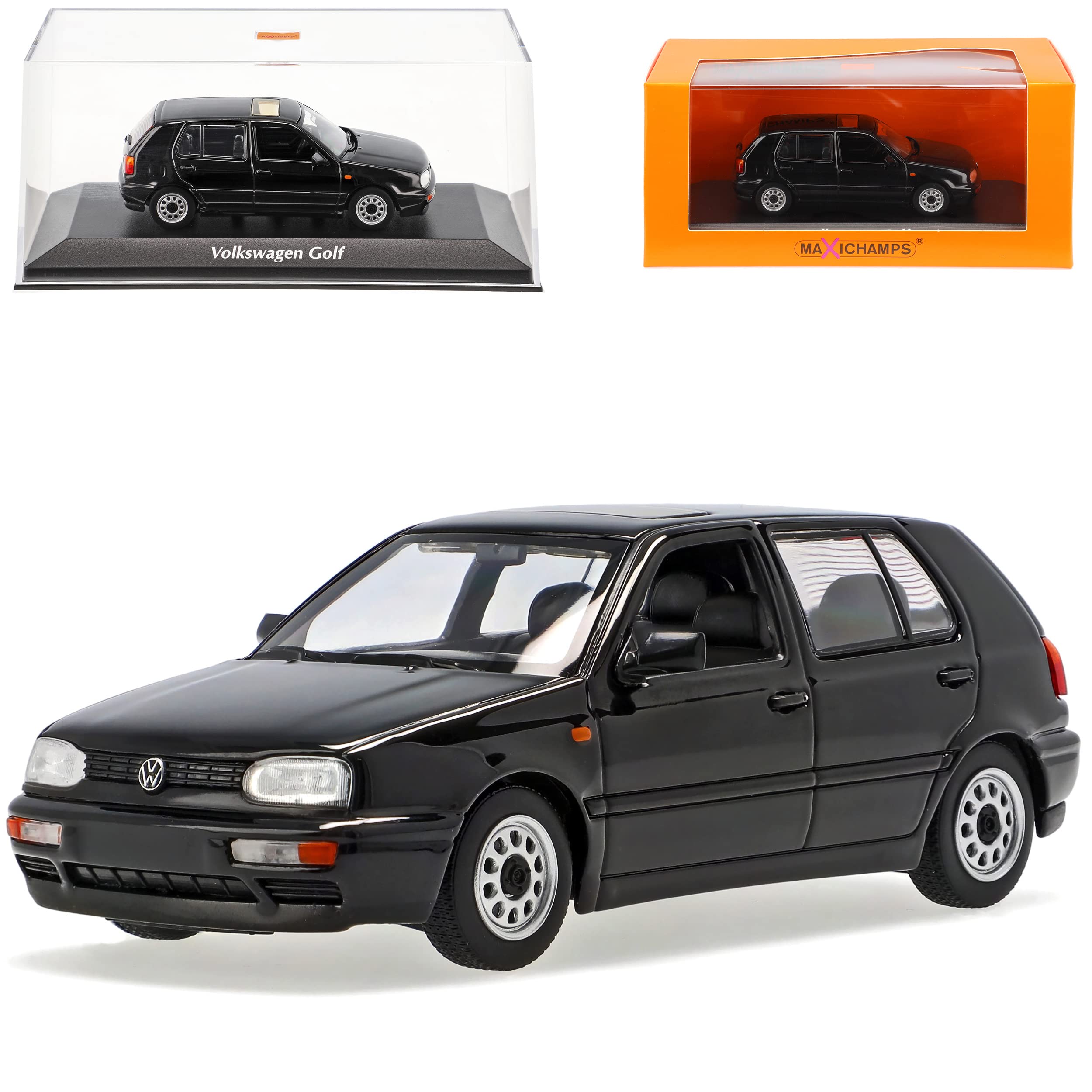 Generisch Volkwagen Golf III Schwarz 5 Türer 1991-1997 1/43 Minichamps Maxichamps Modell Auto