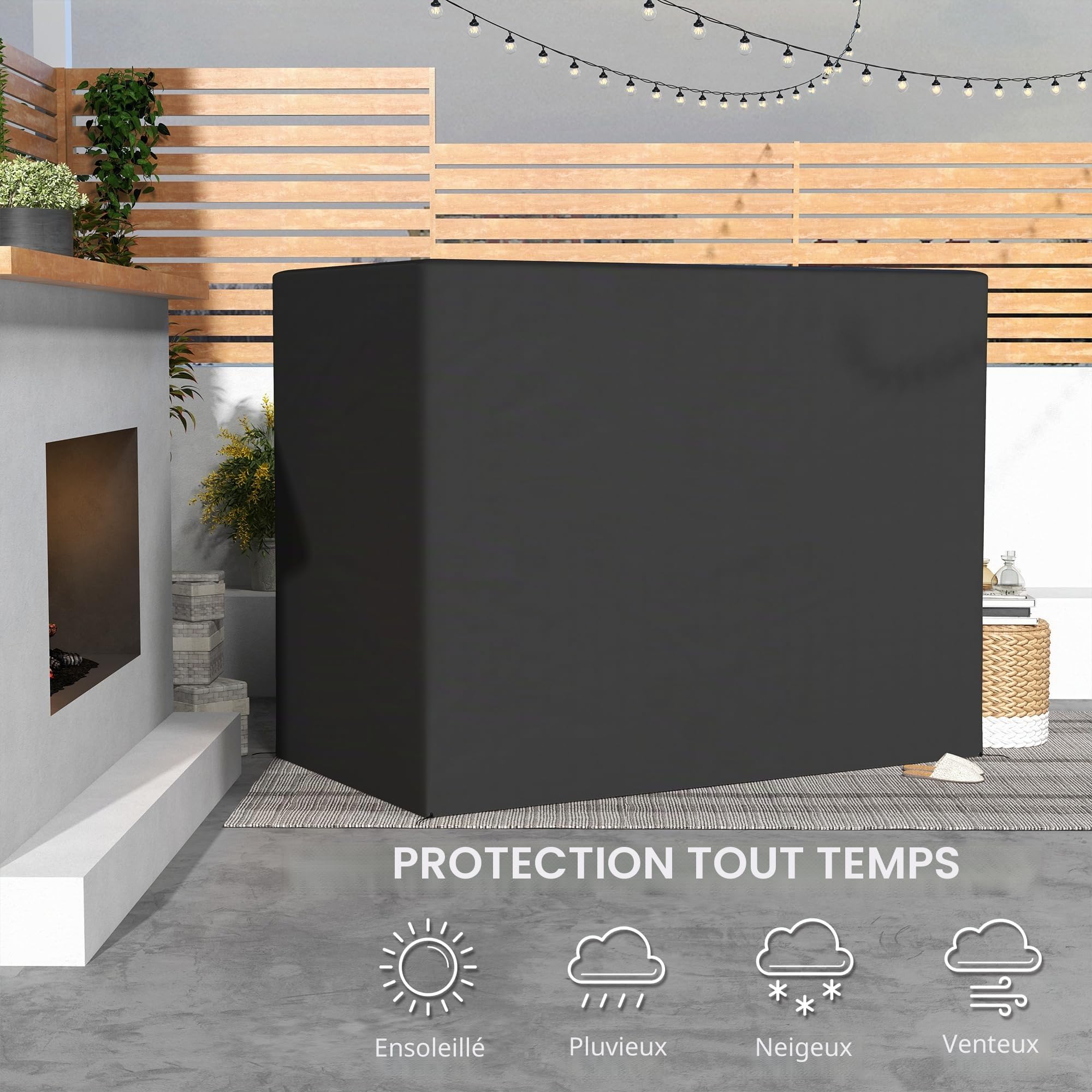 Outsunny Housse pour balancelle 3 places 240x133x185 cm Gris foncé