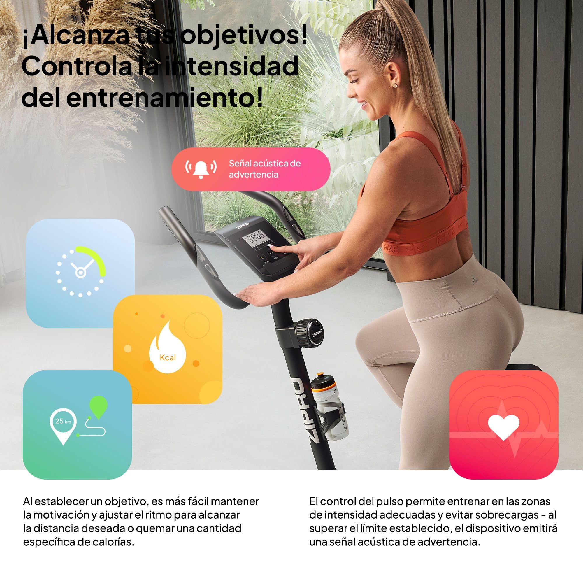 Zipro Bicicleta de entrenamiento en casa Beat, Bicicletas estáticas, Bicicleta magnética de entrenamiento, Bicicleta ergométrica 120kg, Bicicleta de interior, Bicicleta de entrenamiento en casa