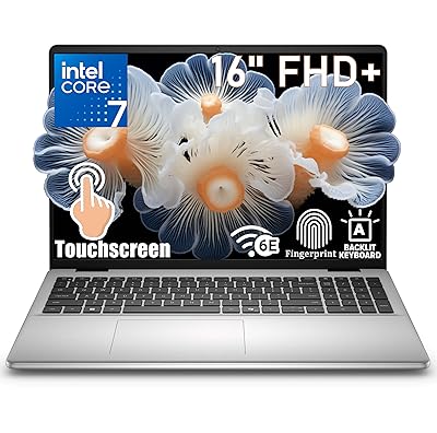 Dell 16 Laptop Computer, Intel Core 7 150U Processor, 16" FHD+ IPS Touchscreen Anti-Glare Display, 32GB DDR5 RAM, 1TB PCIe SSD, WiFi 6E, BT 5.3, Backlit KB, Windows 11 Home, 256GB SD Card + Type-C Hub