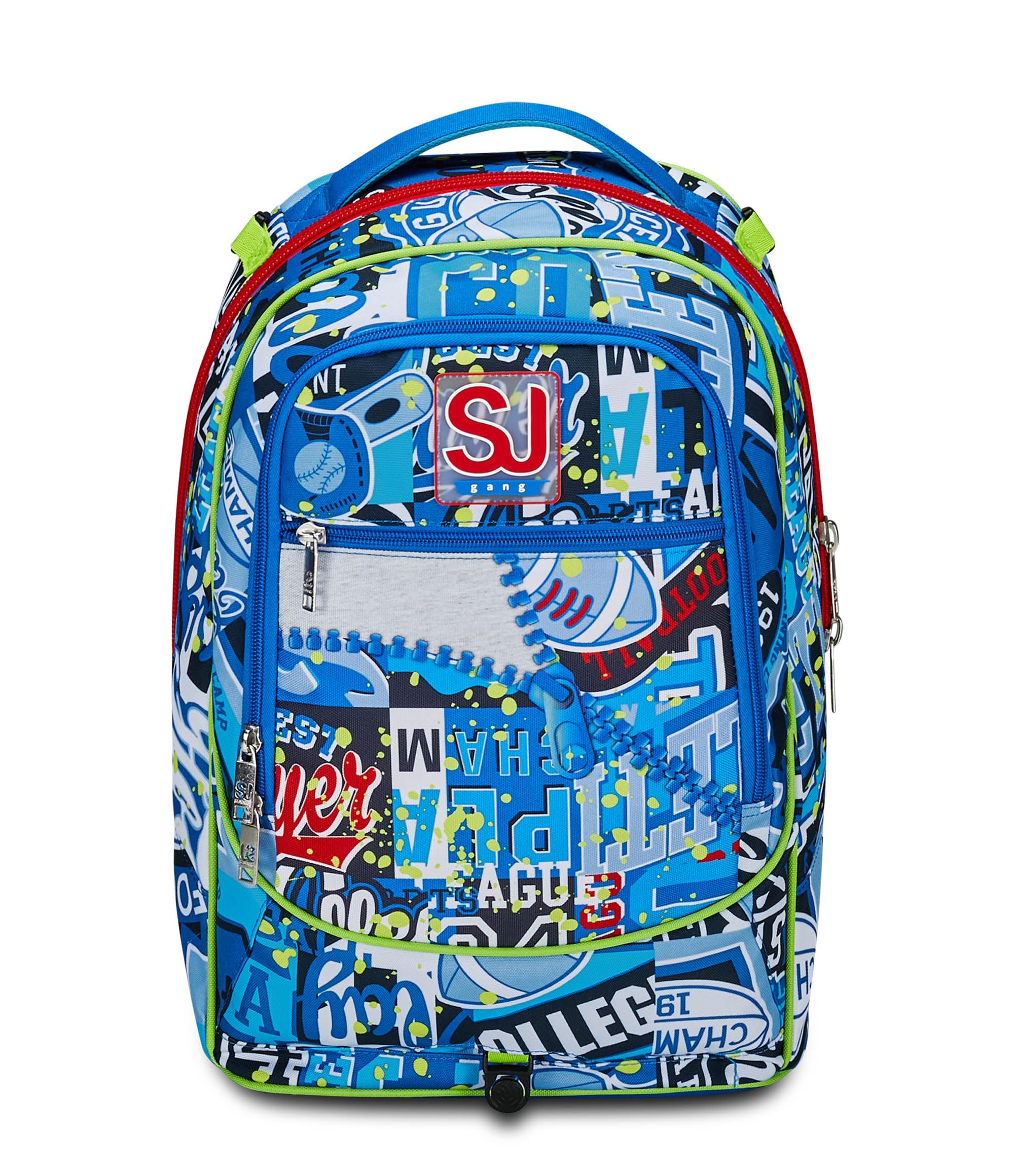 SJ Gang Trolley Scuola Jack 3 Ruote, Blu, RealBasket, 3 in 1, Triplo Uso, Zaino Con Carrello Sganciabile, Tasca Porta Borraccia e Crossover System, Scuola Elementare, Bambino