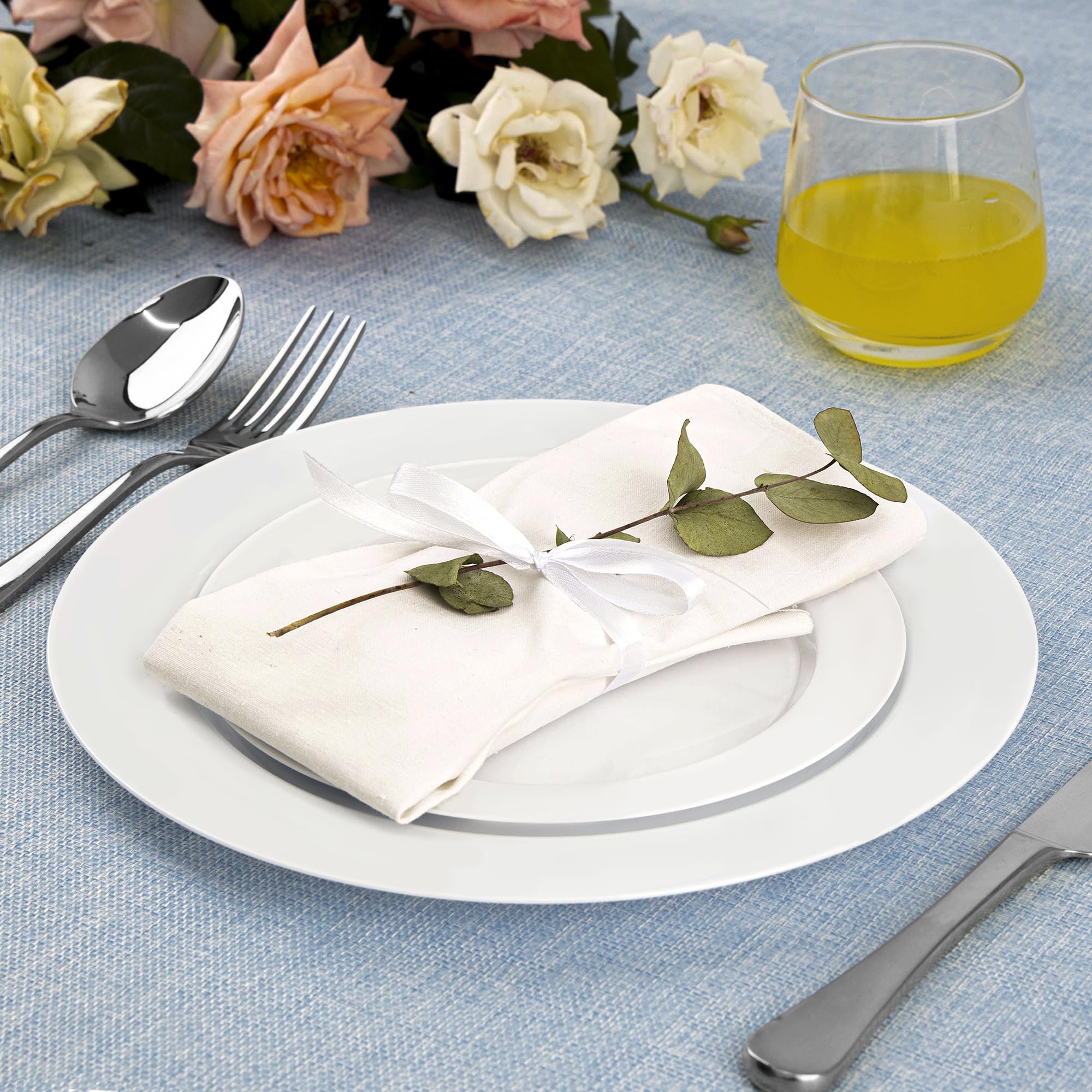 60 Piece White Disposable Dinnerware Set - Plates & Bowls -3