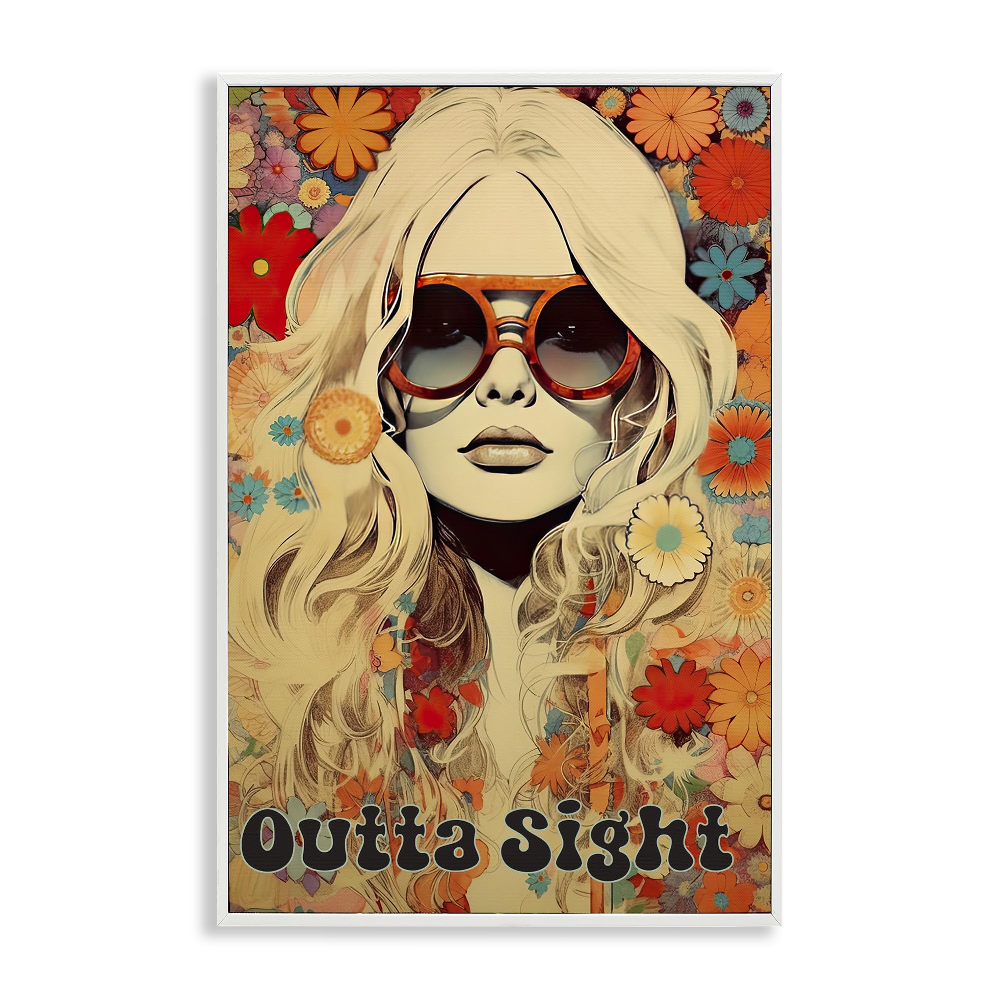 Affiche encadrée Hippie Girl Stupell Industries blanc 61x40cm
