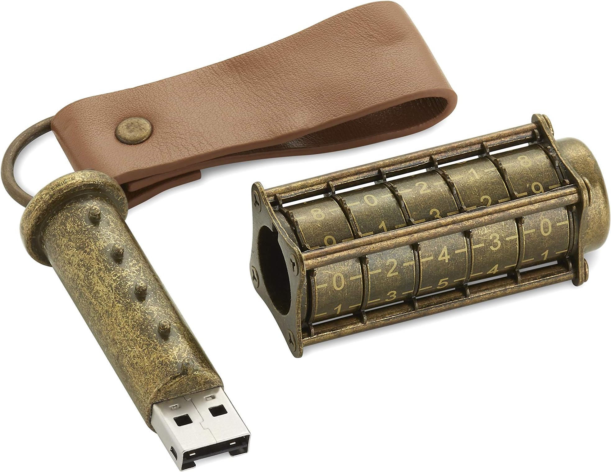 Cryptex USB Flash Drive | Unique Password Protected Flash Drive | Safely Store Up To 32gb | brass Coloured Portable Flash Drive | Inspired By Leonardo Da Vincis Sketches
