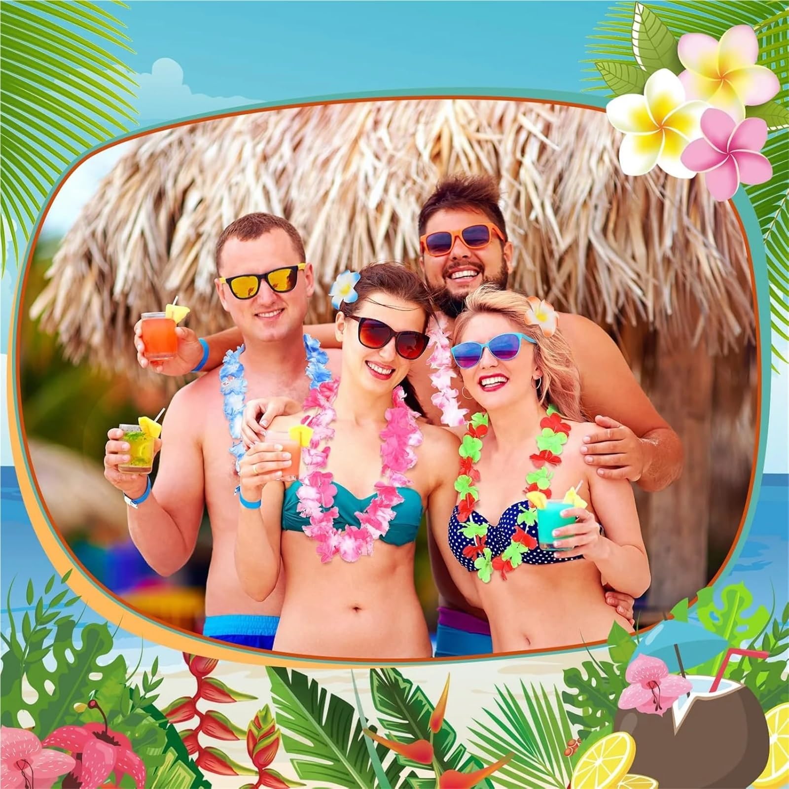 Hawajskie lei, Hawajski sztuczny wieniec kwiatowy naszyjnik wianek Party Decor 24-120 szt(120PCS)