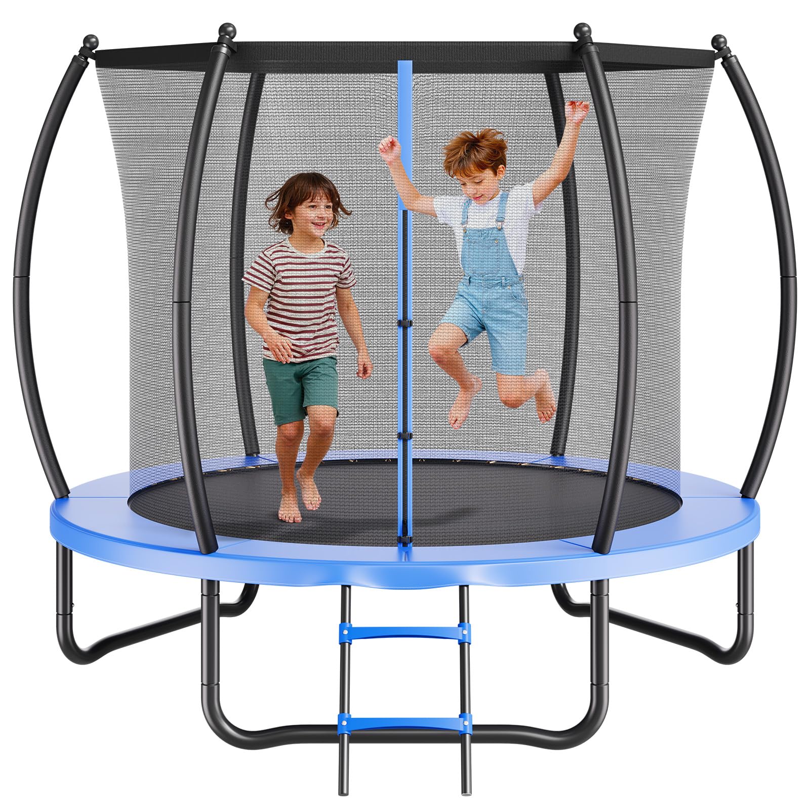 VEVOR Trampolino da Esterno, Trampolino Ricreativo da 2440 mm, Trampolini Approvati ASTM Antiruggine con Rete di Protezione e Imbottitura Ispessita, Capacità di Peso Massima di 120 kg