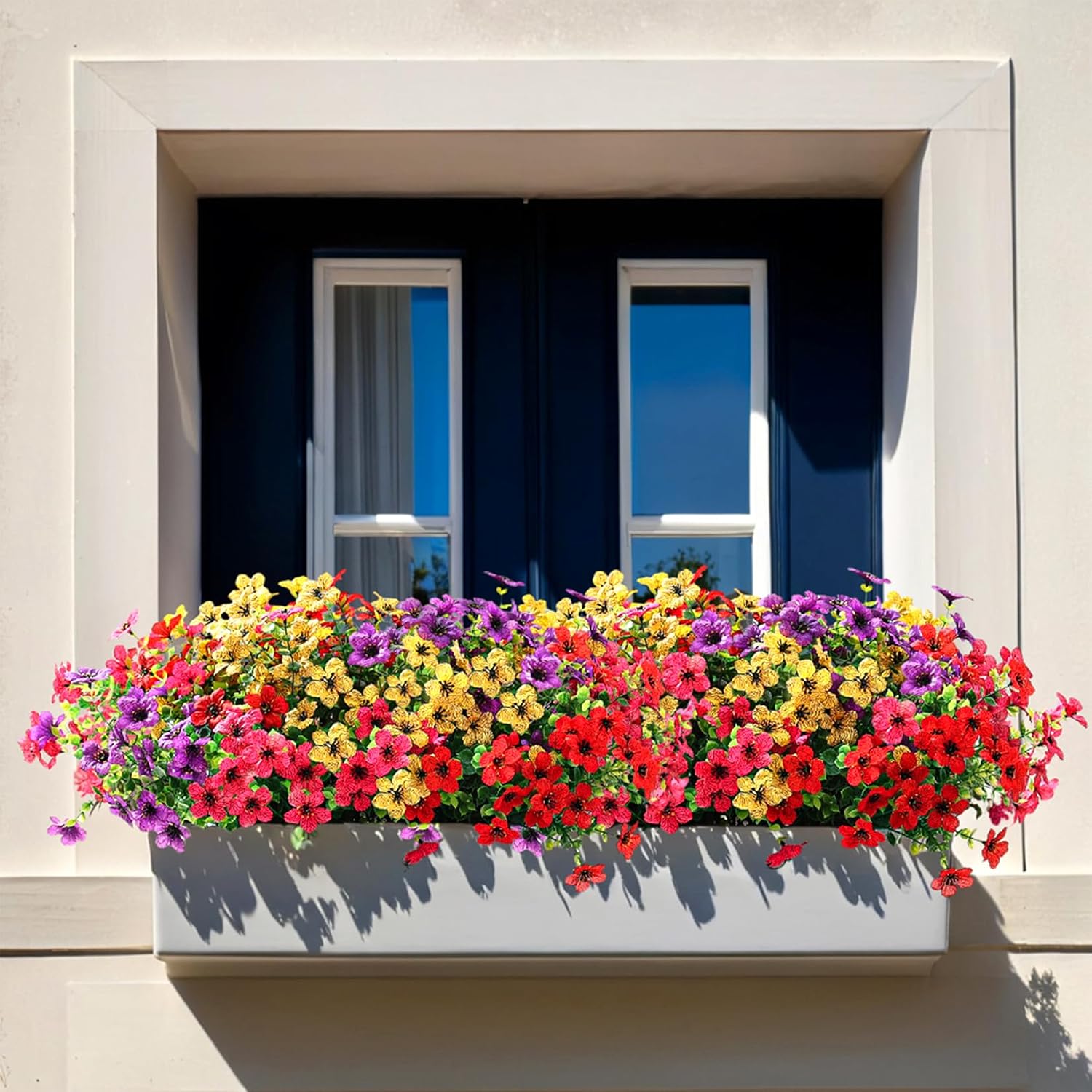 Artificial Flowers for Outdoors,24 Bundles Uv Resistant Artificial Outdoor Flowers for Decoration,Realisic Fake Faux Silk Flowers for Outside Planters Home Decor Indoor Window Box Vase Garden Porch
