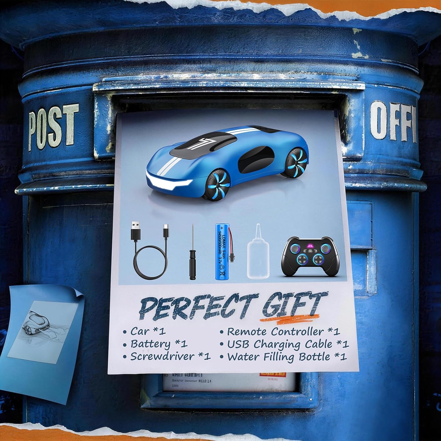 AEROQUEST Gesture Sensing Remote Control Car, Drift RC Stunt Car with Light Spray & Sound, 2.4GHz Hobby RC Cars Toy for Kids, 360° Rotate, Birthday Gifts for Boys Girls 4-12