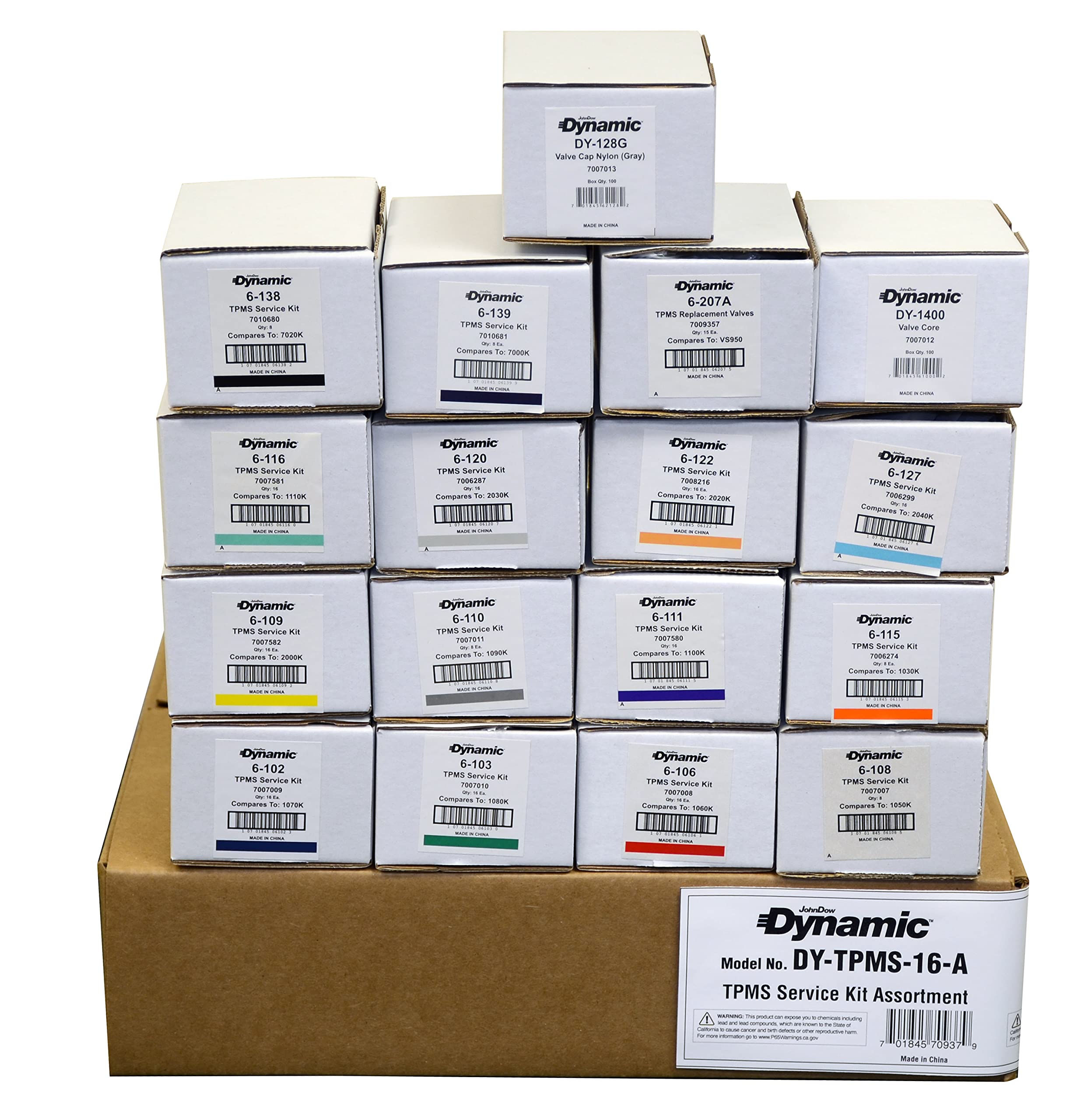 Dynamic DY-TPMS-16-A TPMS Service Repair Kit Assortment for Most Domestic and Import Vehicles, 400 piece kit