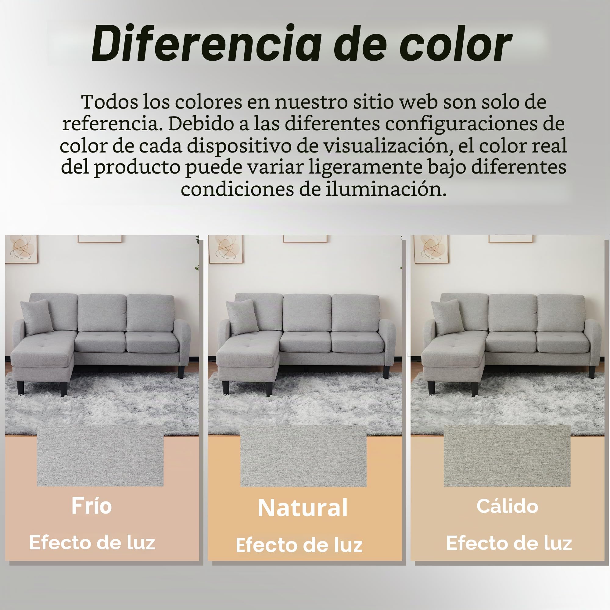 Sofá esquinero en forma de L con chaise longue – Sofá de tres plazas, 166 x 118 x 77 cm, mezcla de algodón y lino transpirable, patas de plástico, configuración reversible izquierda/derecha