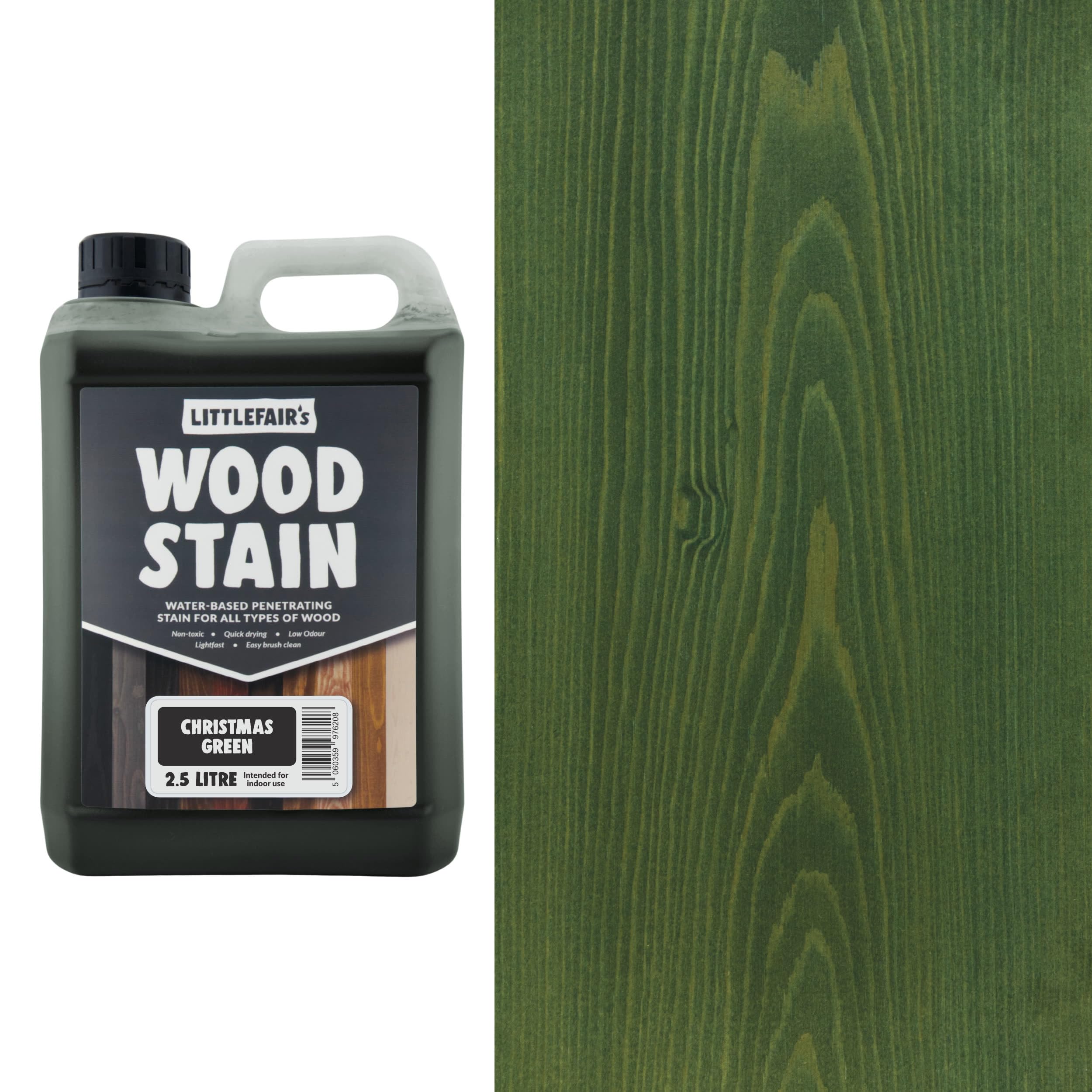 Littlefair's Christmas Green | Water Based Wood Dye | Special Colours Range | Indoor And Outdoor Use | Environmentally Friendly | (2.5Ltr)