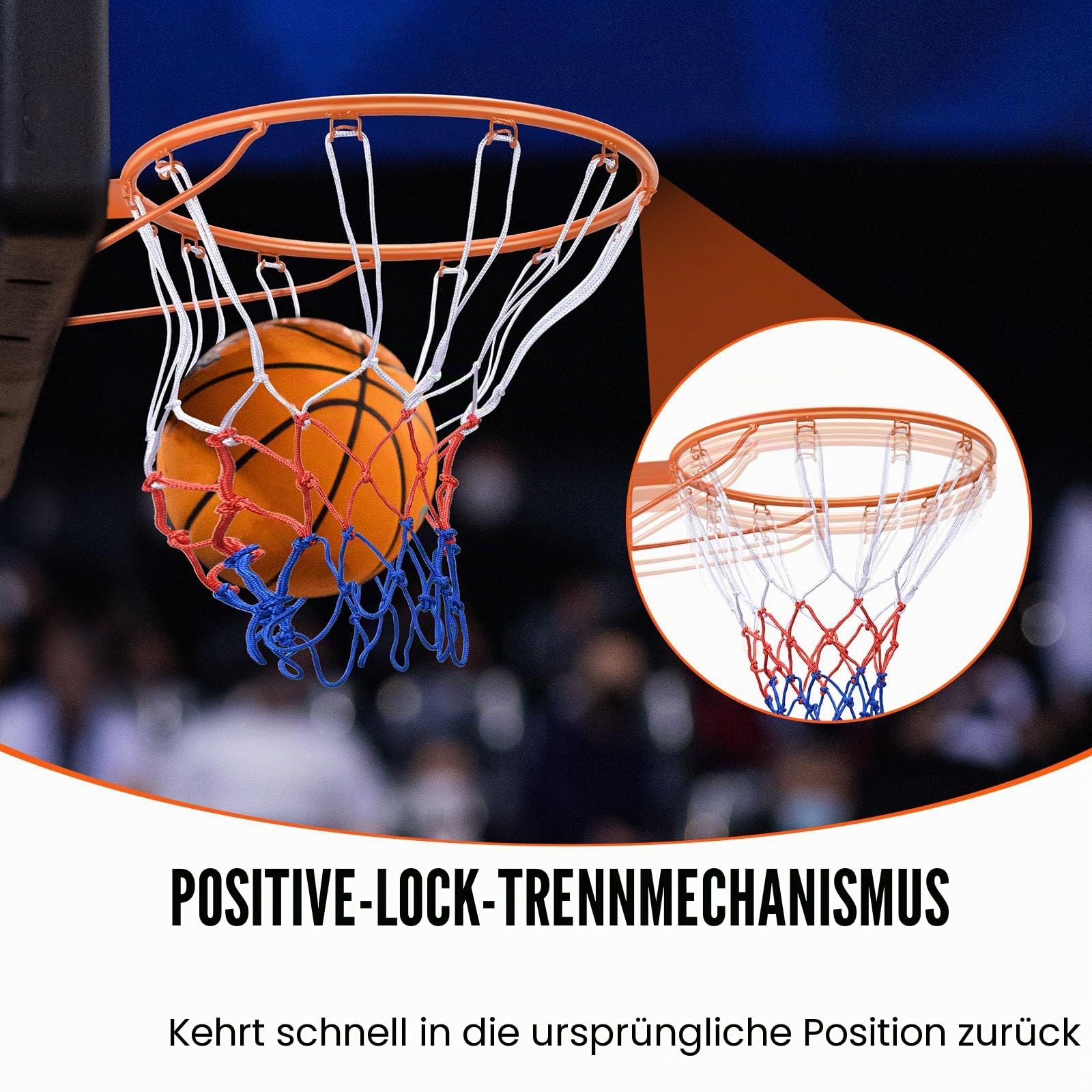 VEVOR Basketball-Felge, wandmontierter Basketballkorb, strapazierfähig, Q235, Basketballkorb, Flex-Rand, Ersatz mit Netz, Standard 45,7 cm, für drinnen und draußen, hängender Basketballkorb für Kinder