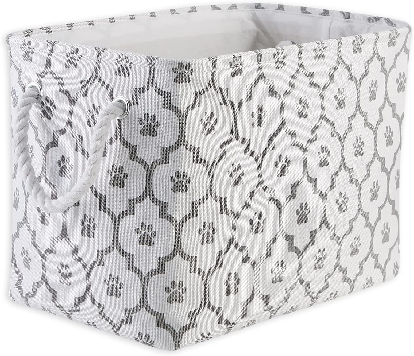Bone Dry Pet Storage Collection Lattice Paw Print, Medium Rectangle, White/Gray