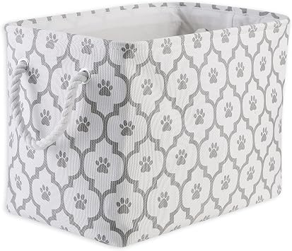 Bone Dry Pet Storage Collection Lattice Paw Print, Medium Rectangle, White/Gray