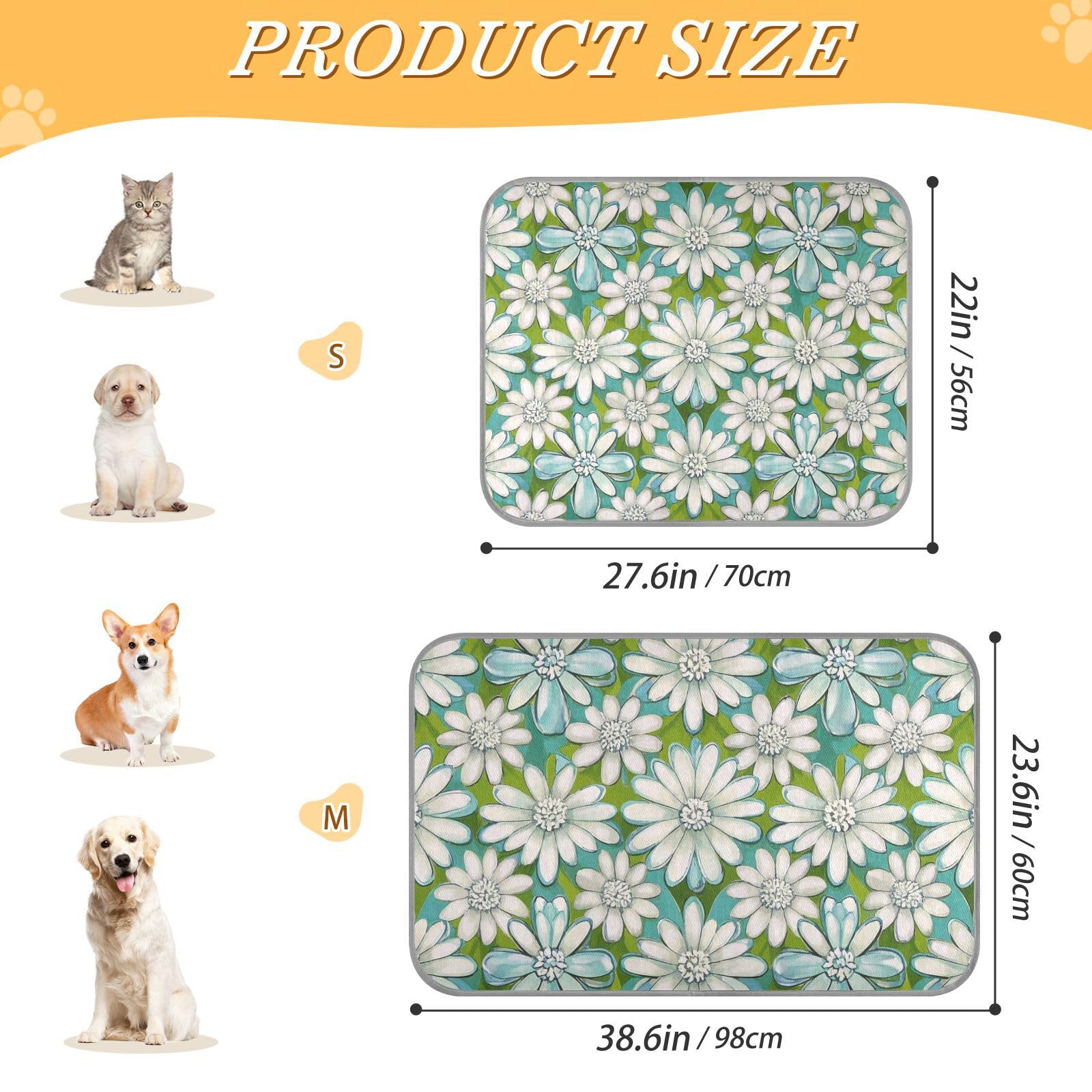 siphylline Elegant Daisies Flower White Blue Summer Cooling pad for Cats Self Cooling beds for Cats for Rabbits Outside Comfy esterilla refrescante para Perros S