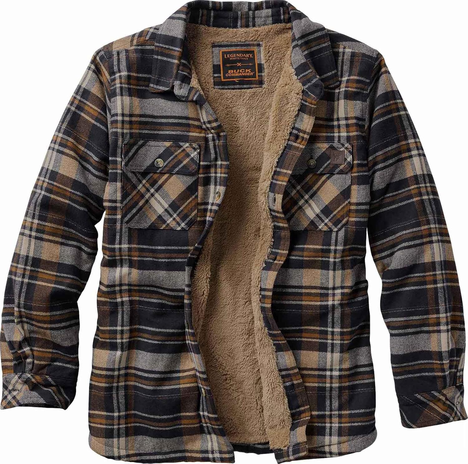 Legendary Whitetails Mens Buck Commander Deerfield Flannel Berber Lined Shirt Jacket