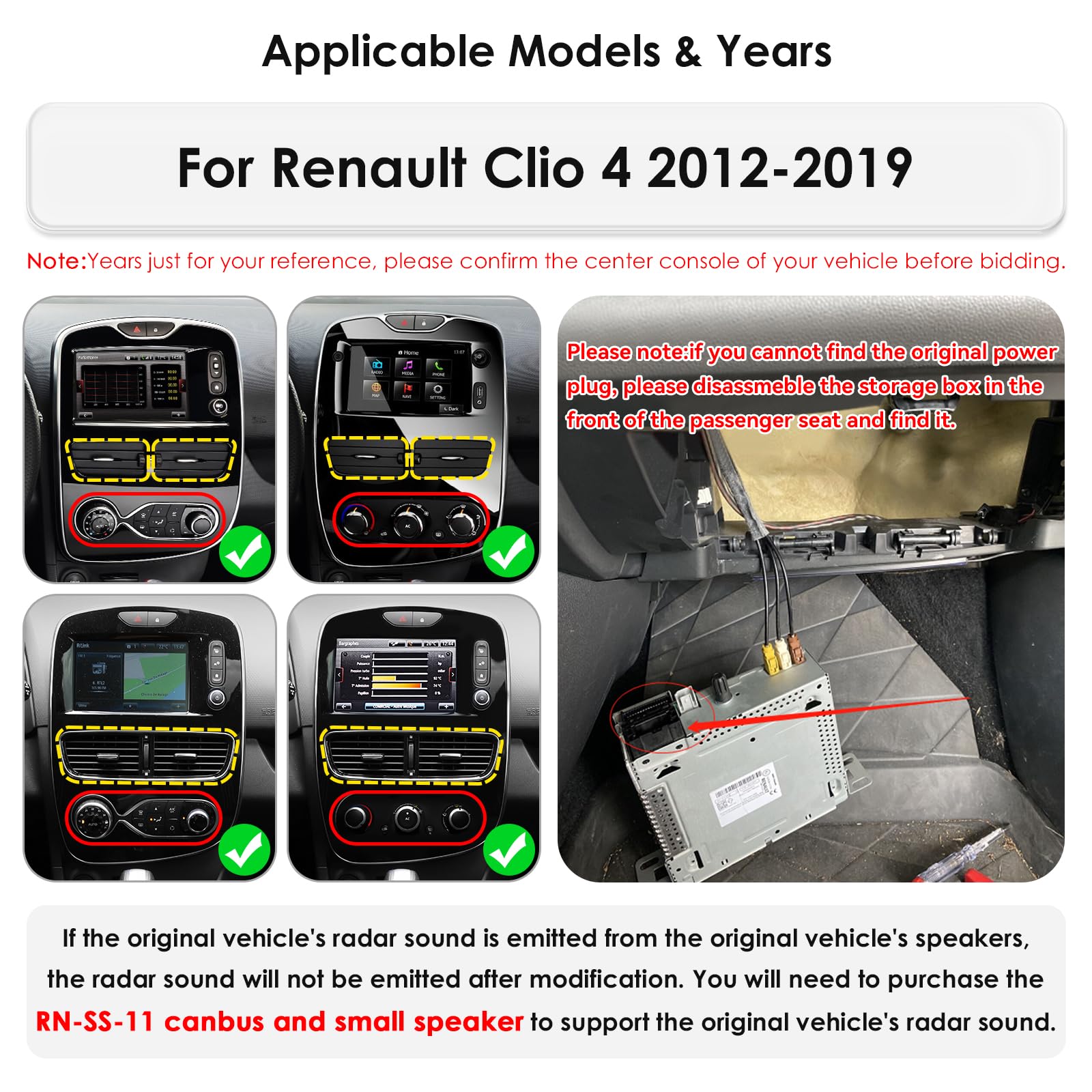 Ossuret Autoradio pour Renault Clio 4 (2012-2019), 10.1 Pouces Android 14 écran Tactile 2+32 Go Navigation GPS avec Carplay Android Auto WiFi Commande au Volant Bluetooth DSP FM