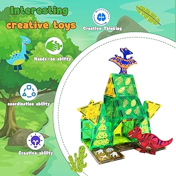 Magnetic Tiles Kids Toys for Girls and Boys, 52 PCS Dinosaur
