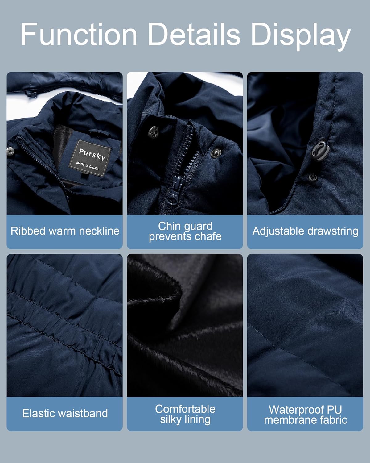 Pursky Women's Warm Winter Thicken Coat Waterproof Cropped Jackets Parka With Removable Hood - Image 6