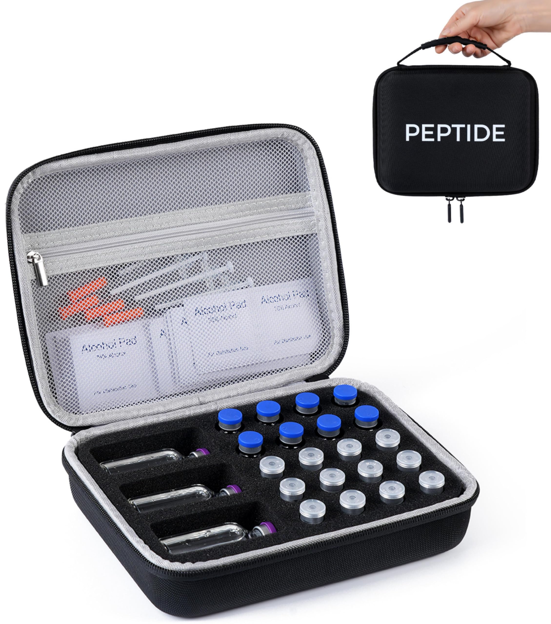 23 Slots Peptide Case for Fridge,Peptides Vial &amp; BAC Water Case for Travel