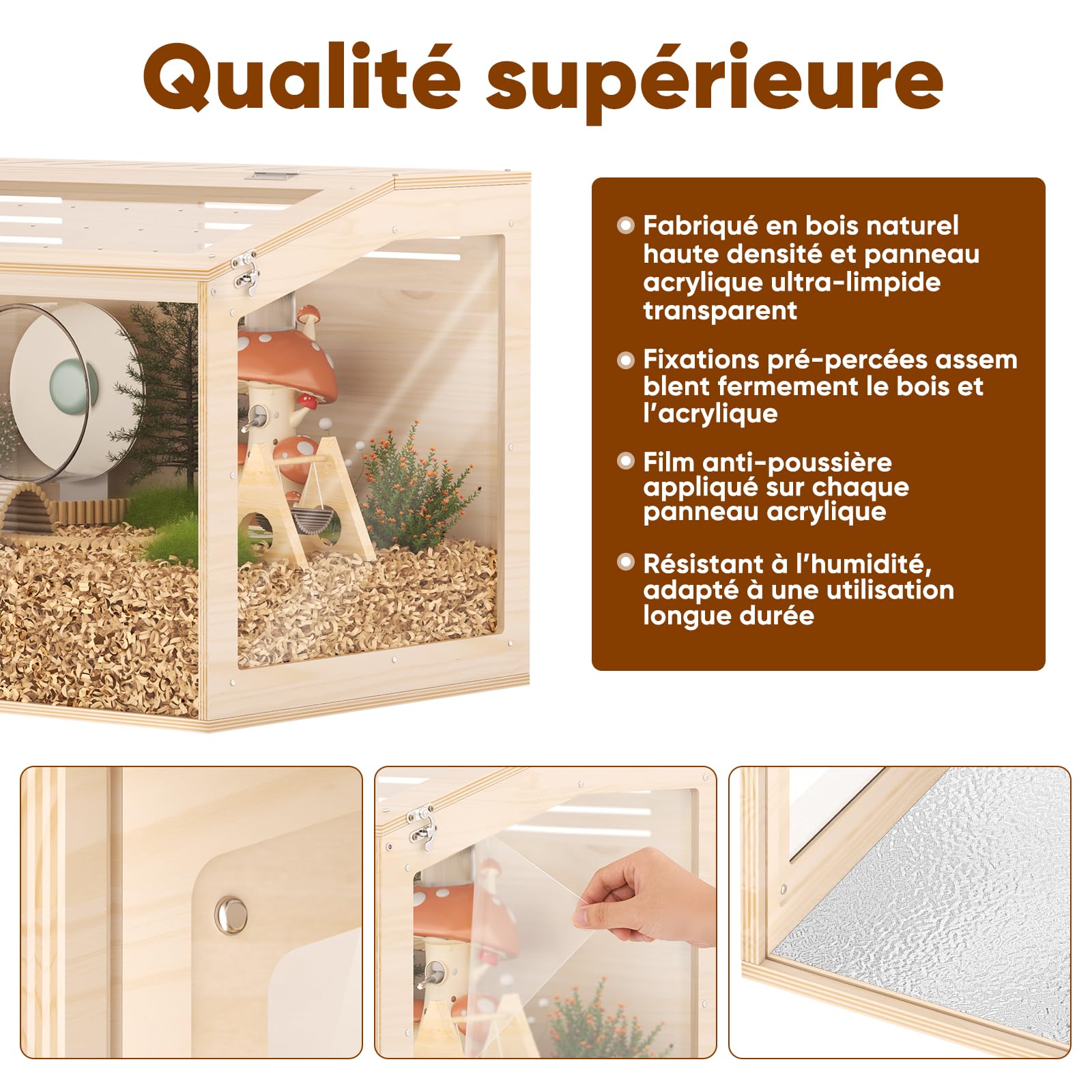 X XBEN Cage à Hamster en Bois, Toit Ouvrant & Ventilation Multiple