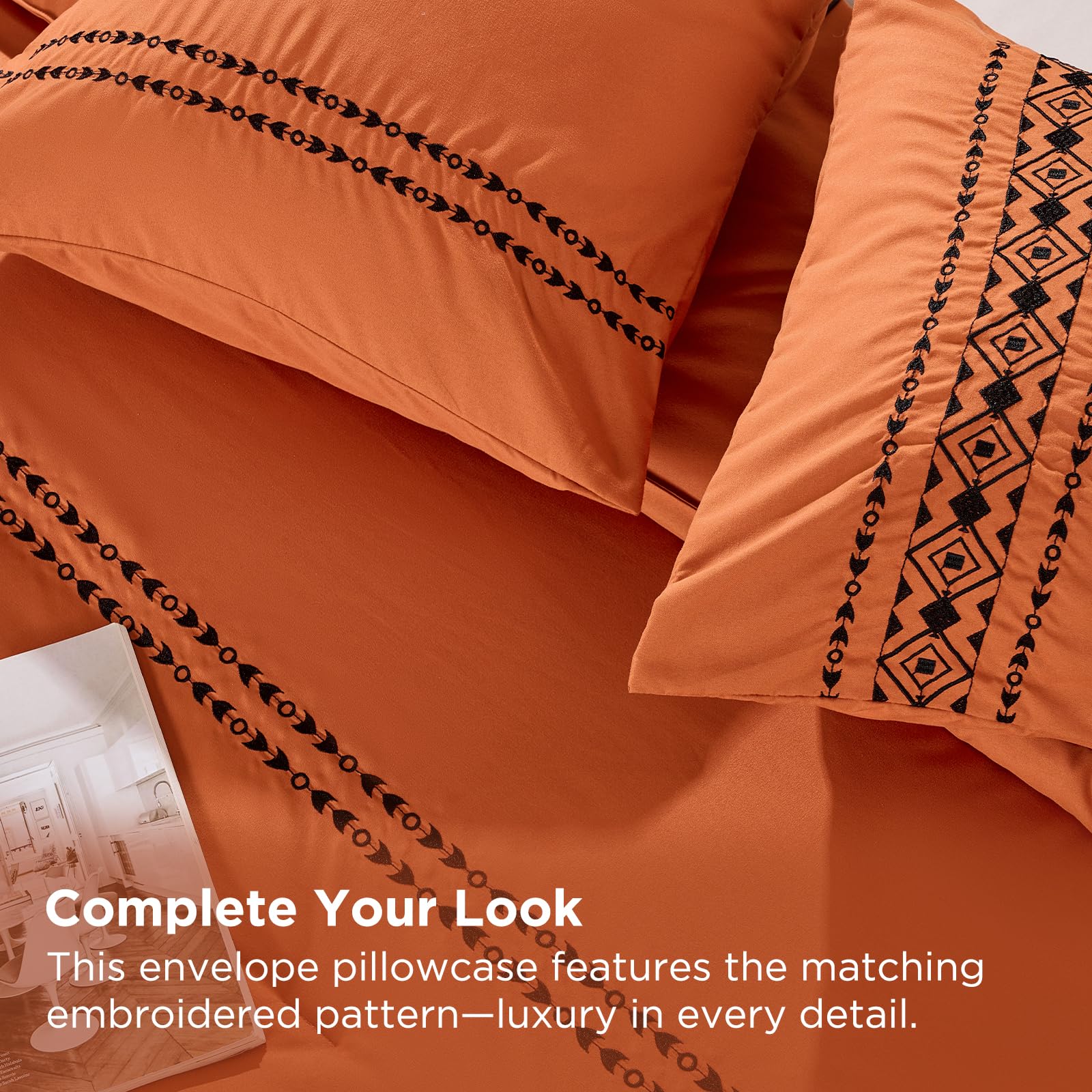 Boho Embroidered Comforter Set - Fall Pumpkin -8