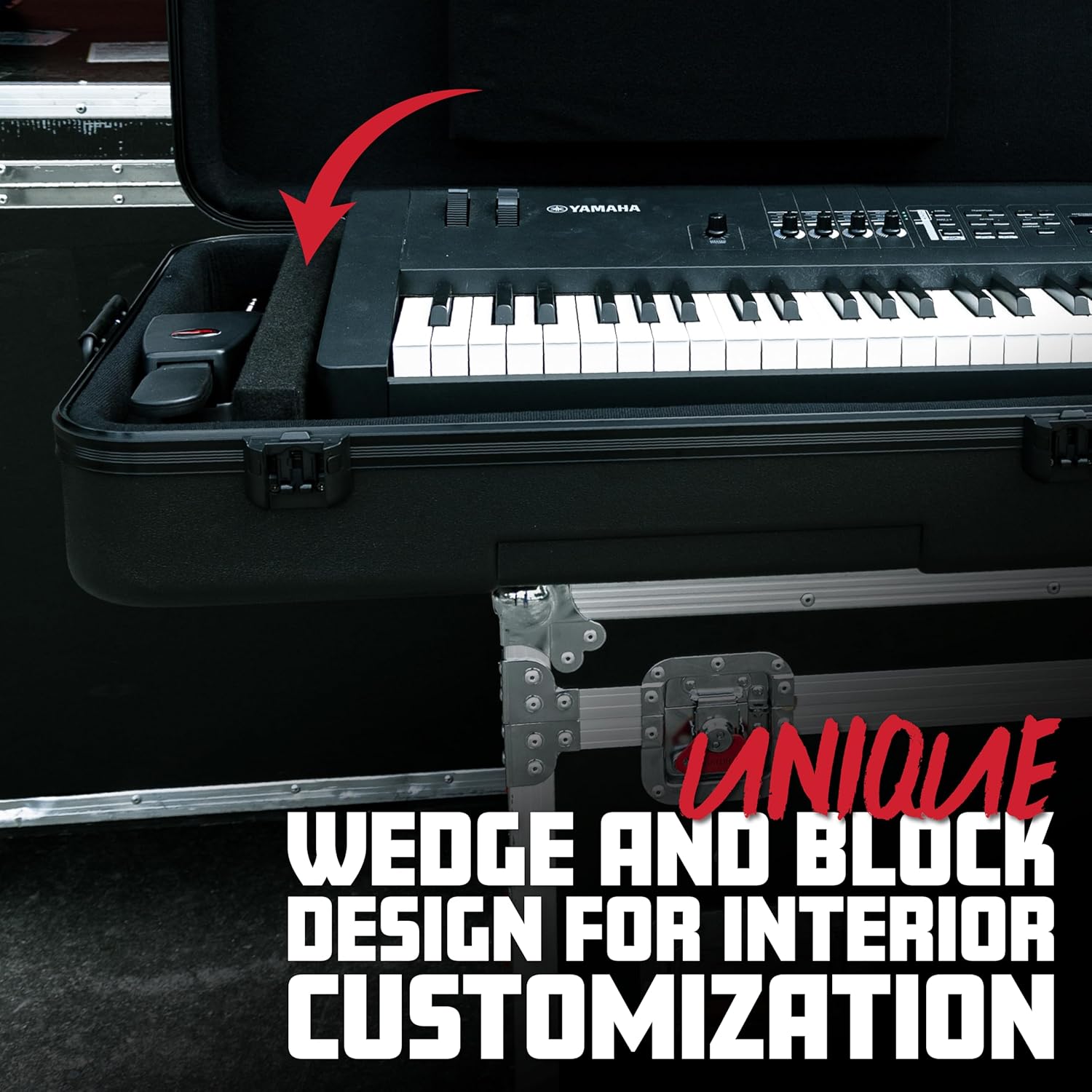 Gator Cases Frequent Flyer's Series Molded Flight Case for Slim 88-Note Keyboards with TSA Approved Locking Latches and Recessed Wheels, (GTSA-KEY88SL)