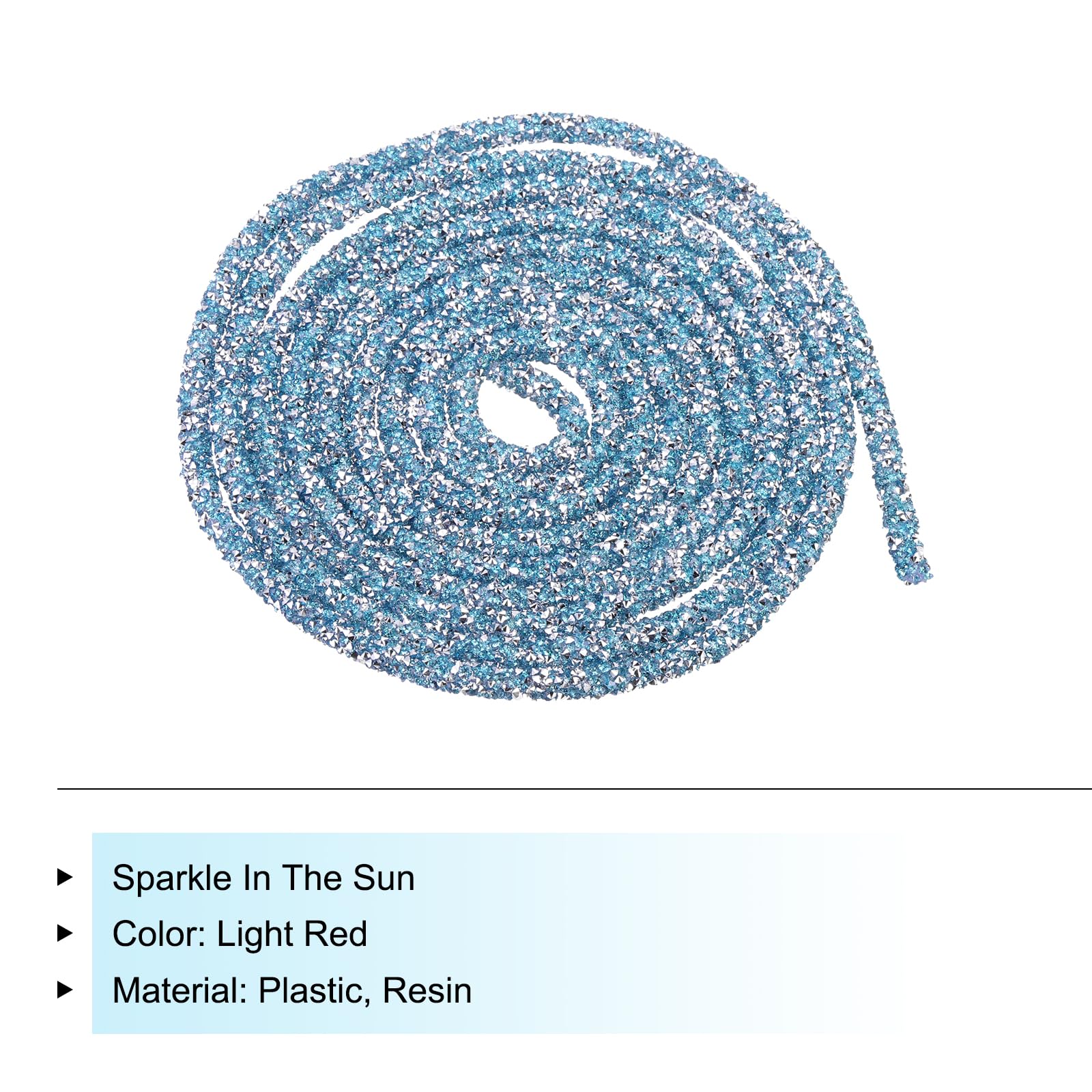 sourcing map 5 Yard 6mm 0.24 inch Glitter Sequins Rope Sequins Rhinestone Tube Cord for DIY Wedding Dresses Costume Clothing Shoes Jewelry Accessory Clear White — view 255