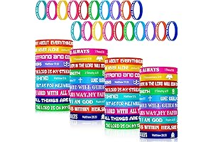 Dingion 100 Bulk Rubber Religious Silicone Christian Jewelry Inspirational Bible Verse Wristbands Bracelets