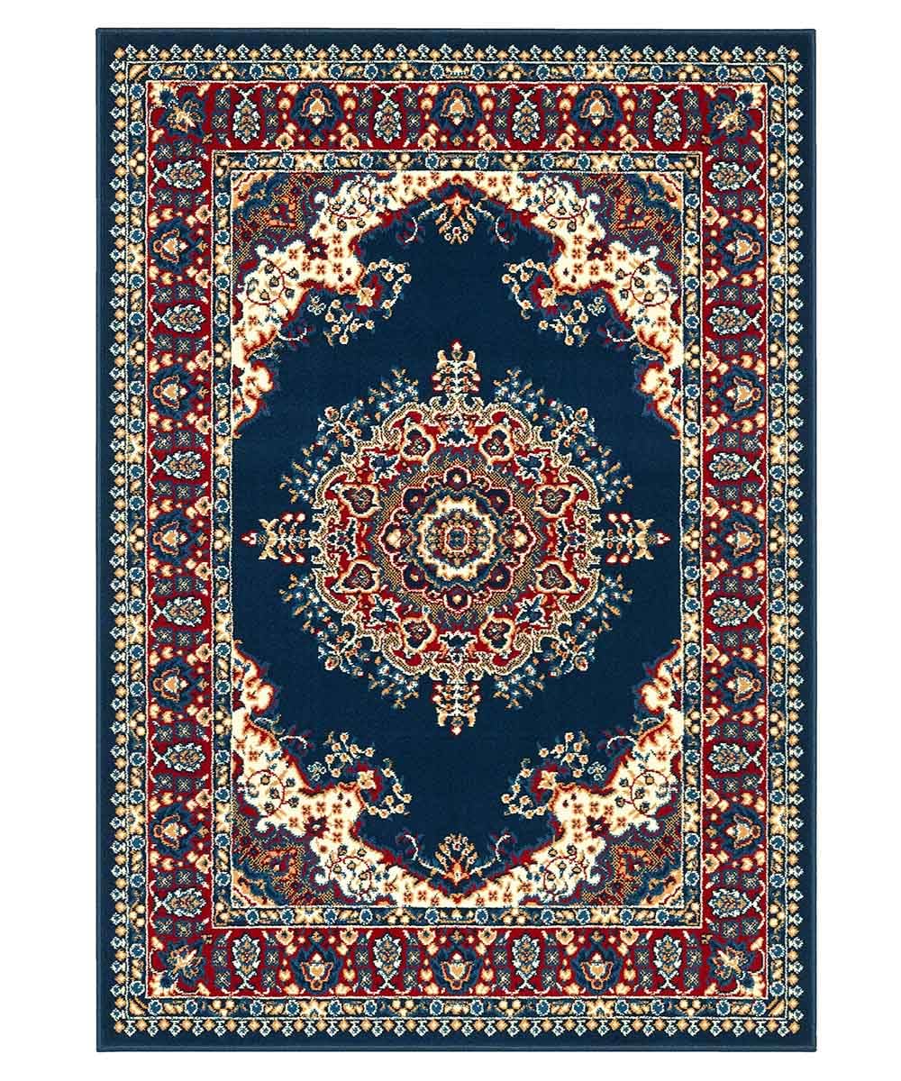 Alfombra económica persa oriental de estilo clásico, para salón y dormitorio 4480 azul 140x200 cm