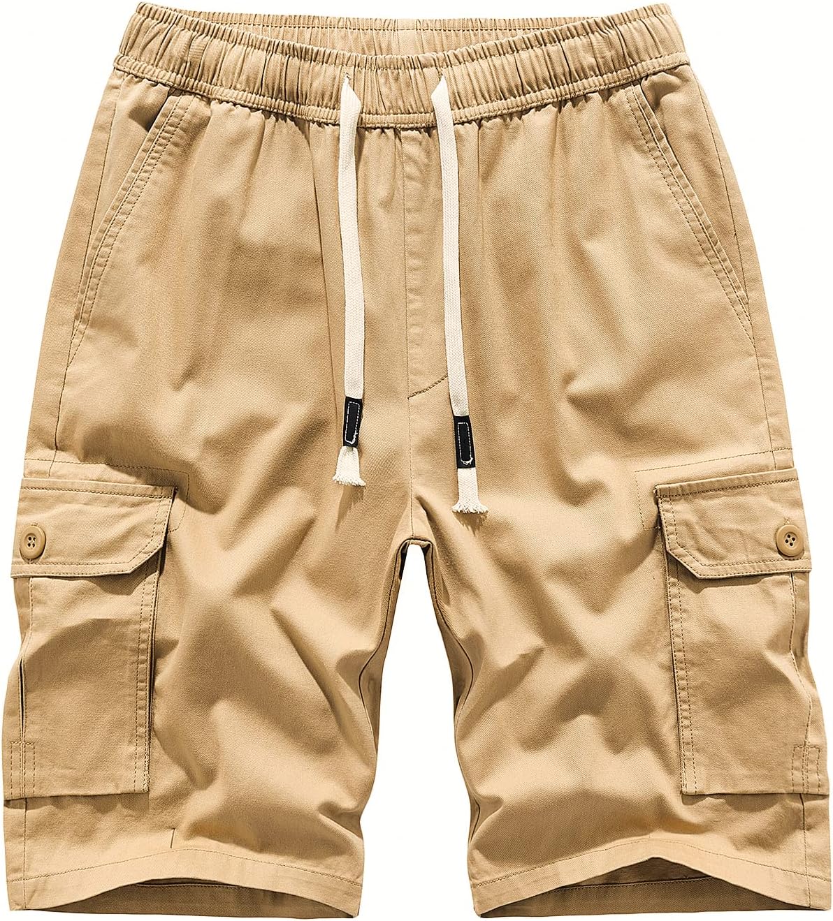 Mens Cargo Shorts, Summer Casual Elastic Loose Fit Cotton Work Shorts for Men with Multi Pocket