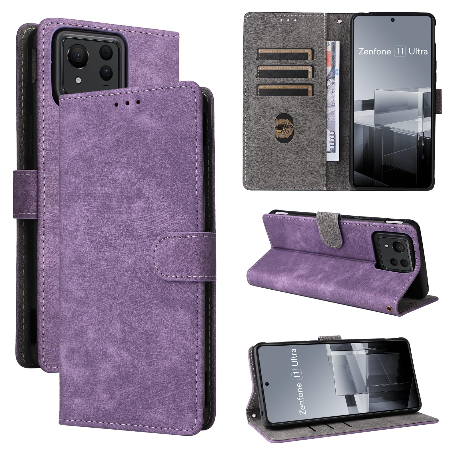 Coque pour Zenfone 11 Ultra Boîtier Flip Portefeuille Cuir Case + RFID,Stand Wallet Folio Leather Cover étui pour ASUS Zenfone 11 Ultra(7)