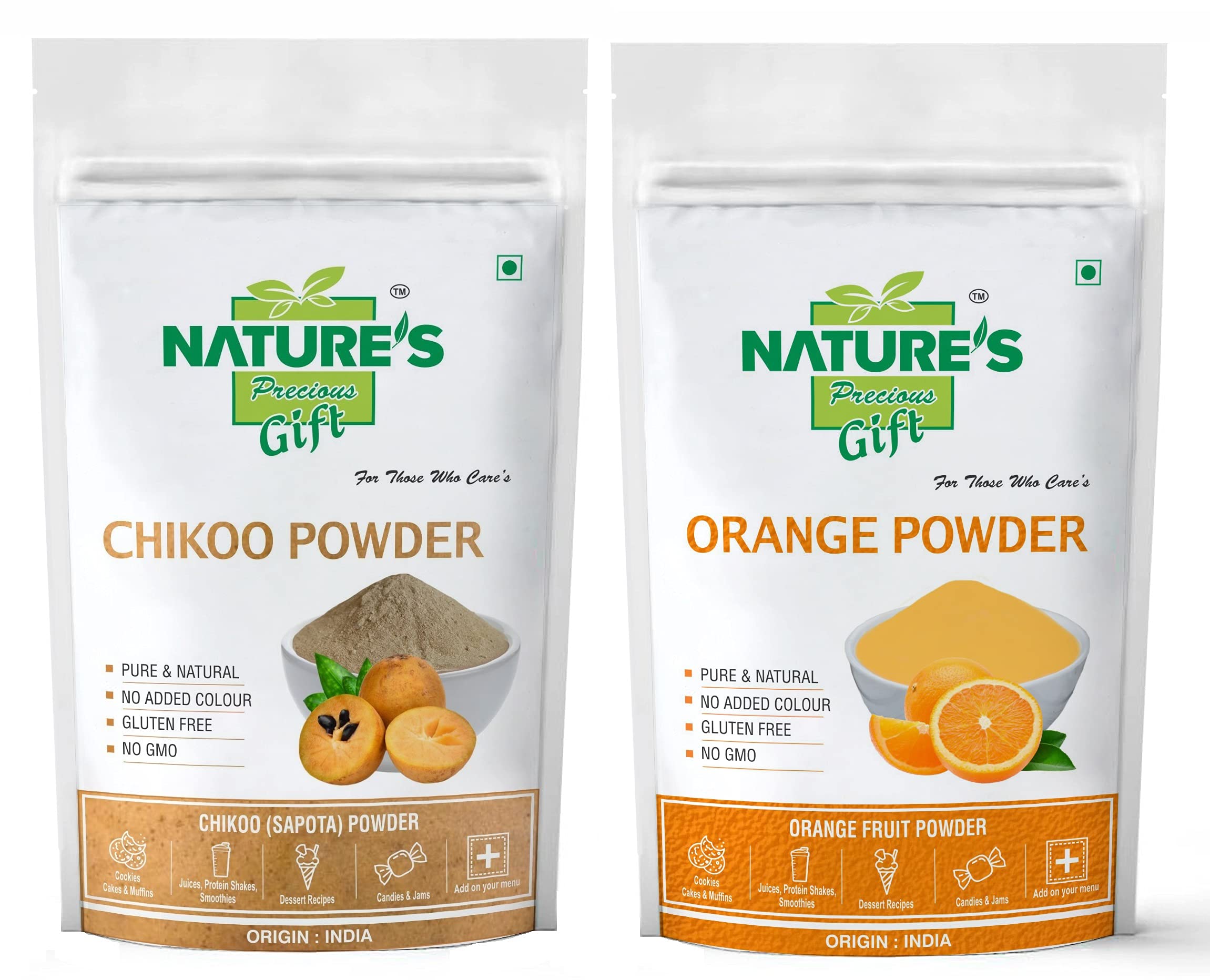 NATURE'S GIFT - FOR THOSE WHO CARE'S Chikoo Powder & Orange Fruit Powder - 200 GM Each (Super Saver Combo Pack)-image-47