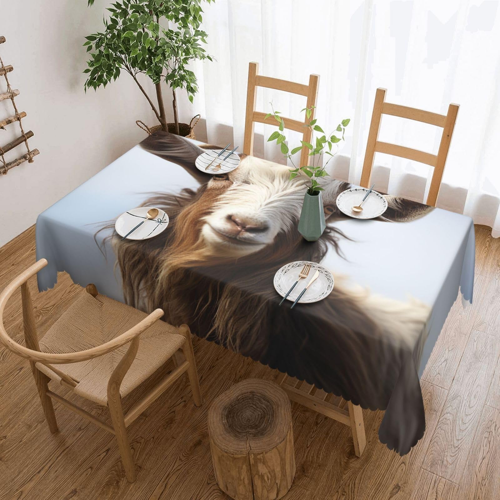 FodPand Animal Goat Tablecloths for Rectangle Tables 54 x 72 Inch - Reusable Washable Dining Table Clothes - Stain and Wrinkle Resistant Decorative Fabric Table Cover for Wedding Party