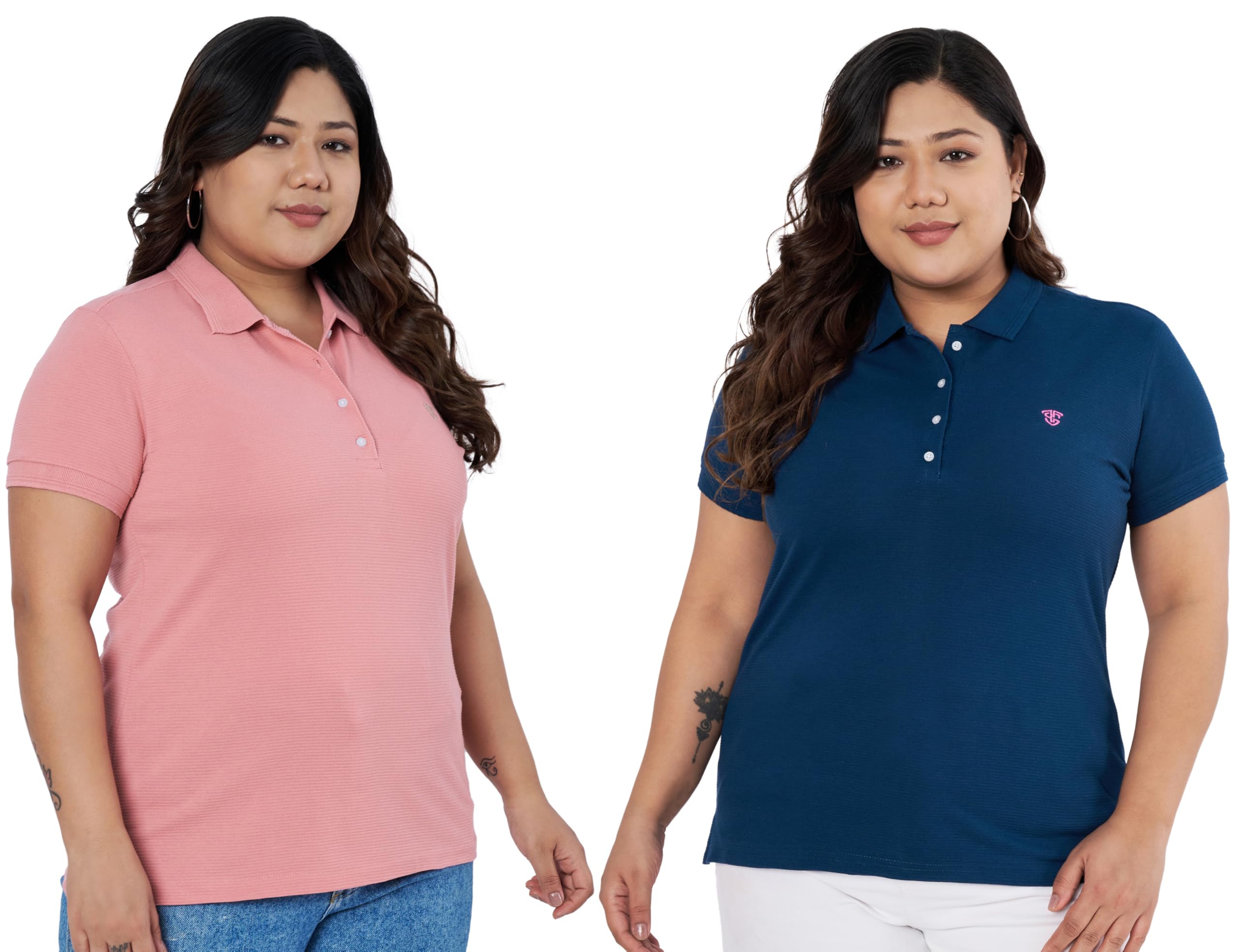 Women Half Sleeve Polo Cotton Tshirt for Plus Size Women| Small - 7XL Size-image-15