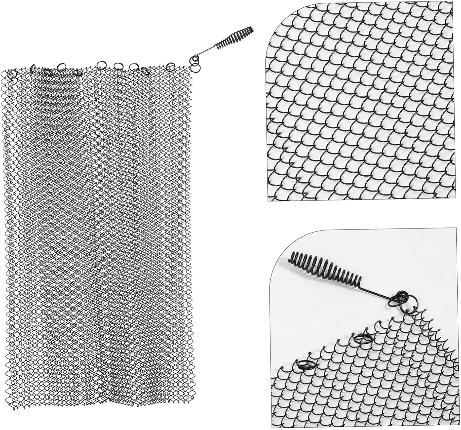 2pcs Fireplace Mesh Screen Curtain for Indoor Modern Fireplaces Metal Fire Screen Panels with Decorative Ambience and Comprehensive Protection Tools Included