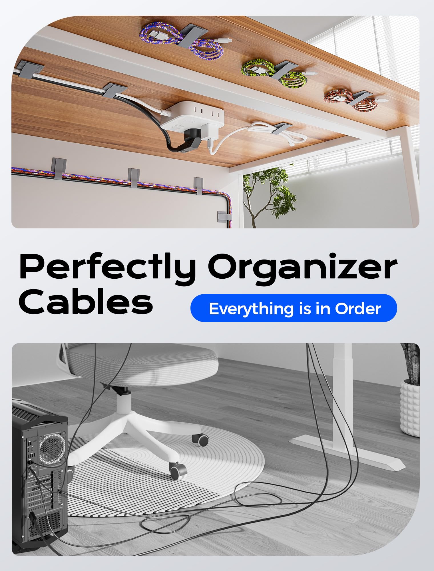Klett-Kabelbinder, selbstklebende Draht-Management, verstellbare Kabelbänder, Kabelwickler, Kabelhalter, klebrige Rückseite, Kabel-Organizer für Küchengeräte im Büro, Zuhause, Grau, 300 Stück