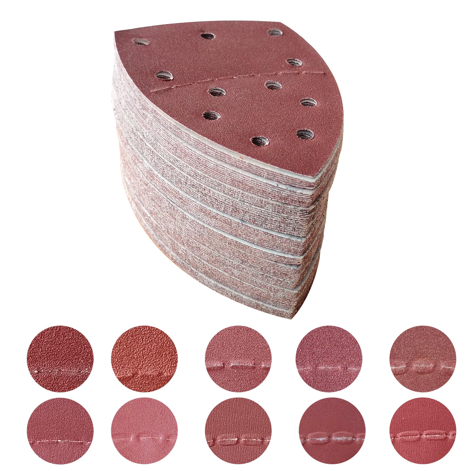 Papel de Lija Mouse 100 piezas 11 Hoyos Grano40 60 80 120 150 180 240 320 400 600 Hojas de Lija Triangular para Lijadora de Detalle Mouse