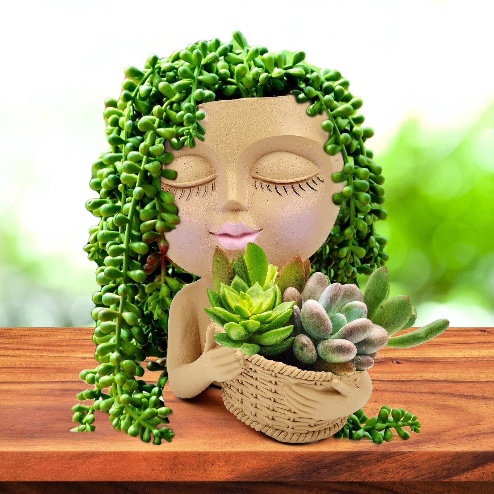 Face Planters Pots Head Planter for Indoor Outdoor Plants Double Cute
